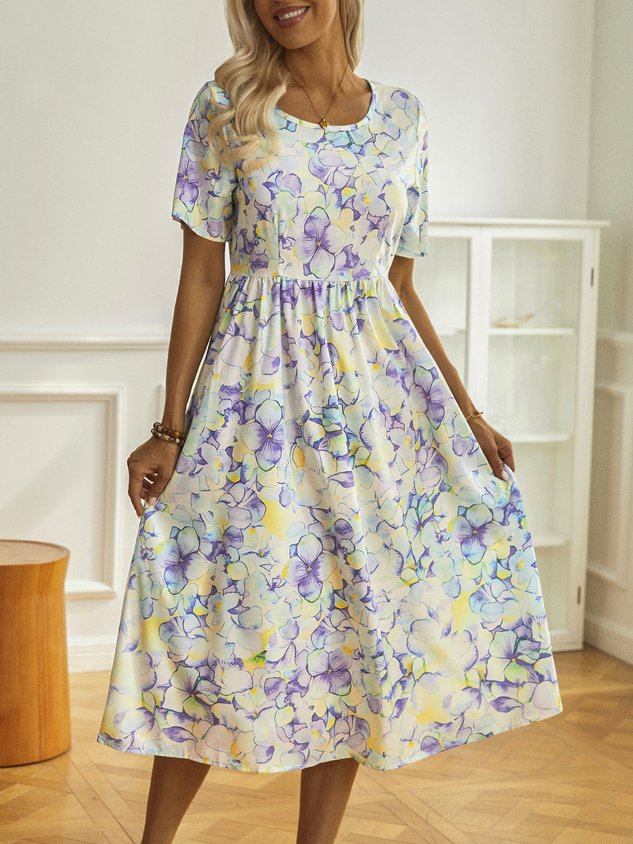 Floral Short Sleeve Woven Dress