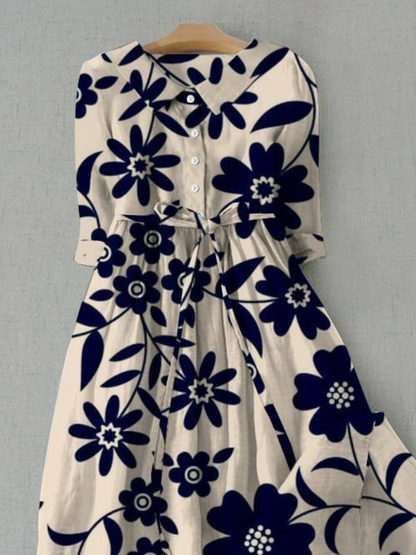 Women Floral Blue Casual Maxi Dress