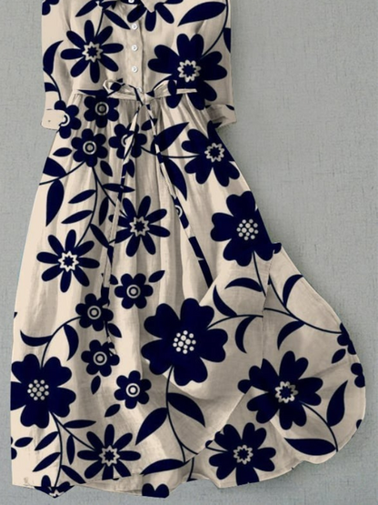 Women Floral Blue Casual Maxi Dress