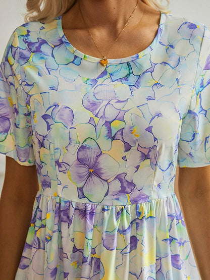 Floral Short Sleeve Woven Dress