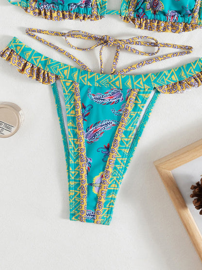 Womens Ethnic Print Halter Neck Tie Bikini SIZE S-L
