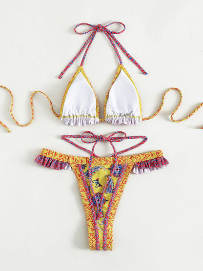 Womens Ethnic Print Halter Neck Tie Bikini SIZE S-L