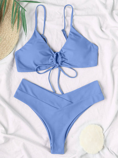 Womens Textured Underwire Brazilian Back Two Piece Swimsuit SIZE S-XL