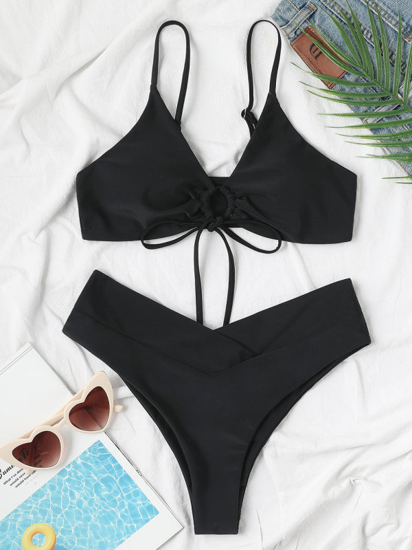 Womens Textured Underwire Brazilian Back Two Piece Swimsuit SIZE S-XL