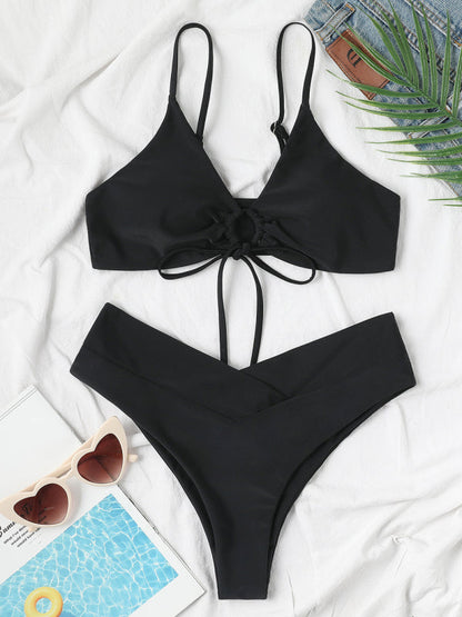 Womens Textured Underwire Brazilian Back Two Piece Swimsuit SIZE S-XL