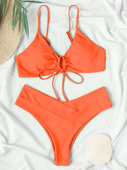Womens Textured Underwire Brazilian Back Two Piece Swimsuit SIZE S-XL