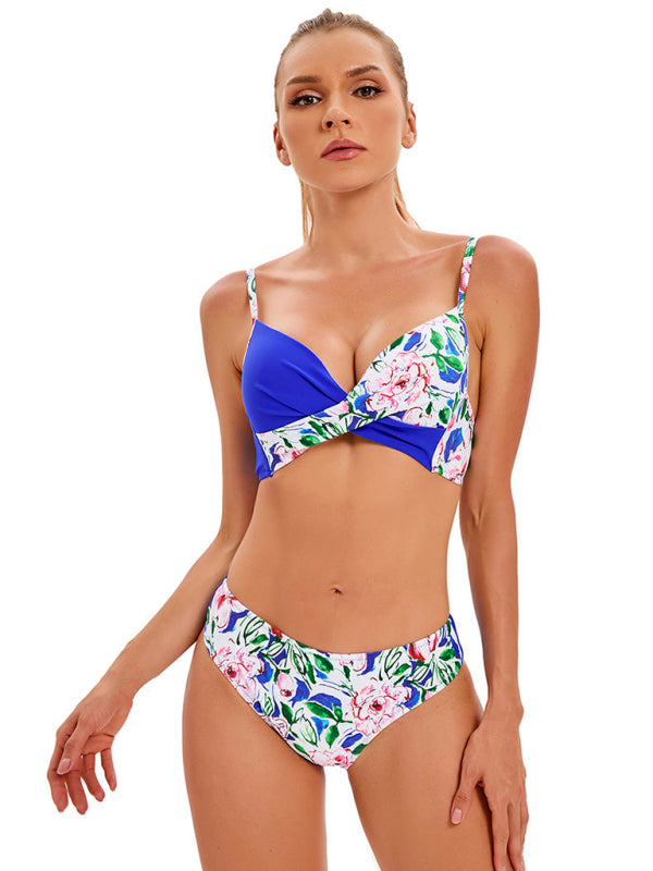 Womens Floral Print Split Top And Matching Bottoms SIZE S-3XL