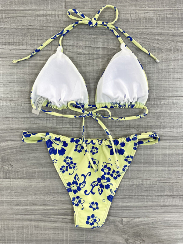 Womens Floral Print Triangle Two Piece Bikini SIZE S-L