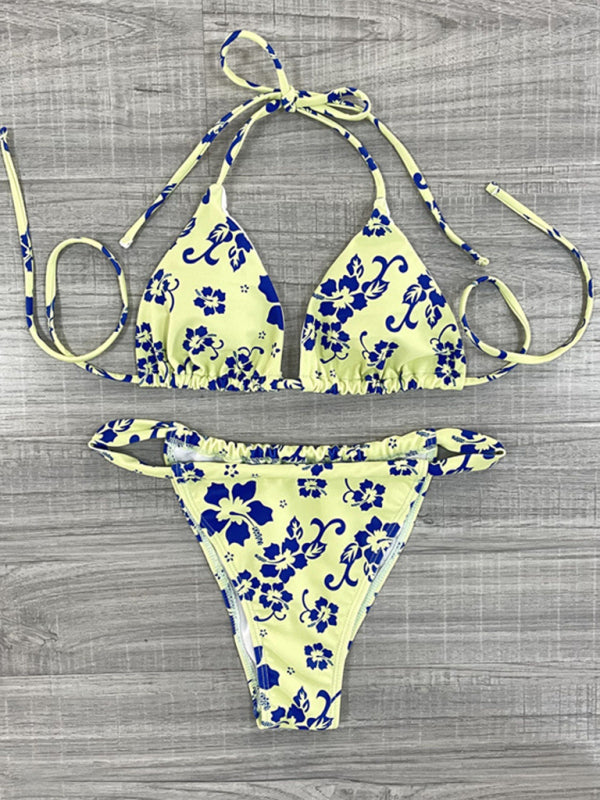 Womens Floral Print Triangle Two Piece Bikini SIZE S-L