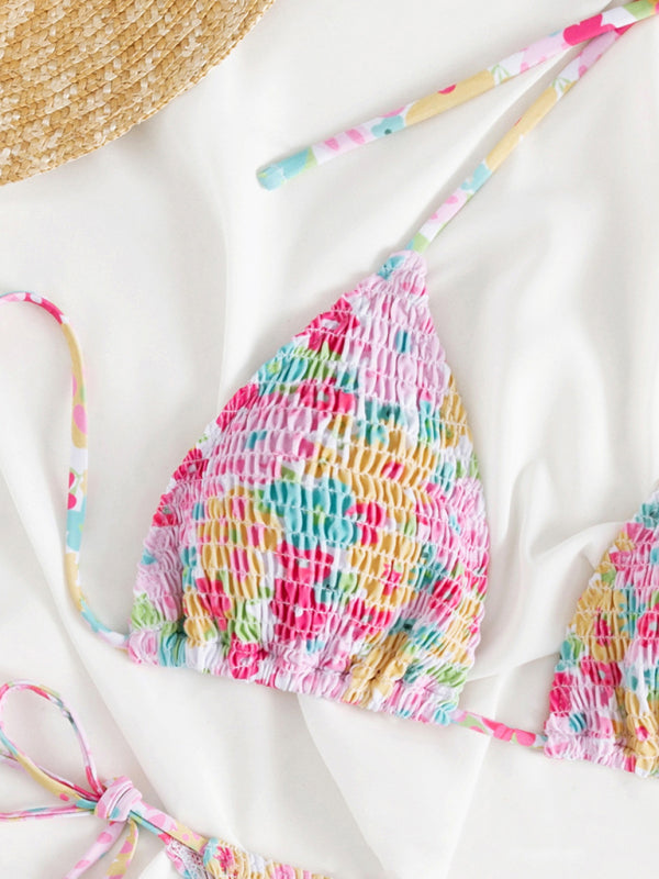 Womens Printed Stretch Pleated Two Piece Bikini SIZE S-L